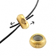 Roestvrij stalen (RVS) Stainless steel onderdelen smart bead stopper met motief 6mm Gold