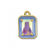 Brass TQ metaal bedels rechthoek Gold-blue-AB coating