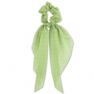 Scrunchies haarelastiek met lint dots Light green