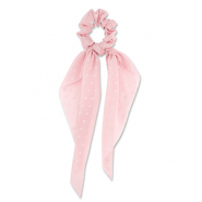 Scrunchies haarelastiek met lint dots Light peach pink