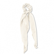 Scrunchies haarelastiek met lint Off white