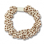 Scrunchies haarelastiek dots Off white-brown