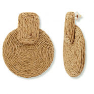 Trendy raffia oorbellen rechthoek / rond Light brown