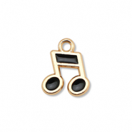 Bedels metaal enamel muzieknoot Gold-black