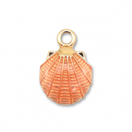 Bedels metaal enamel schelp Gold-peach pink