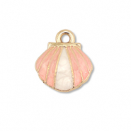 Bedels metaal enamel schelp Gold-light pink-white