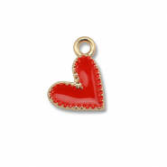 Bedels metaal enamel hart Gold-red