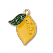 Bedels metaal enamel citroen Gold-yellow-dark green