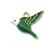 Bedels metaal enamel vogel Gold-dark green-white