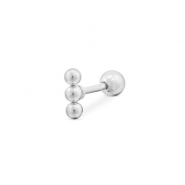 Roestvrij stalen (RVS) Stainless steel oorpiercing met bollen Silver
