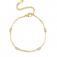 Roestvrij stalen (RVS) Stainless steel armbanden crystal Gold