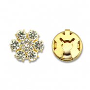 Eco-brass® metaal button covers zirkonia bloem Gold-crystal