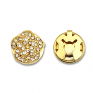 Eco-brass® metaal button covers zirkonia bloem Gold-crystal