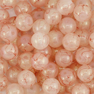 6 mm glaskralen met glitters Dusty pink-gold
