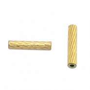 Roestvrij stalen (RVS) Stainless steel kralen tube 10mm Gold