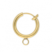 Roestvrij stalen (RVS) Stainless steel onderdelen clipoorbellen creolen met oogje 14mm Gold