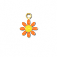 Roestvrij stalen (RVS) Stainless steel bedels bloem Gold-orange-yellow