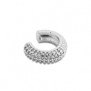 Roestvrij stalen (RVS) Stainless steel oorbellen ear cuff met zirkonia Silver-crystal