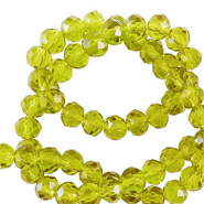 Top Facet kralen 3x2mm disc Dark lime green