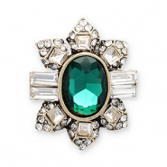 Broches ovaal Gold-green-transparent