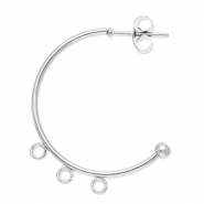 Roestvrij stalen (RVS) Stainless steel onderdelen oorbellen creolen met 3 oogjes Silver