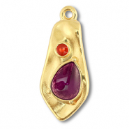 Bedels DQ metaal irregular Goud (nikkelvrij)-purple-red