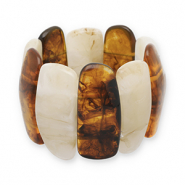 Resin armbanden Transparent amber brown-off white-beige