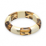 Resin armbanden met luipaardprint Gold-transparent light amber brown-black
