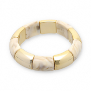 Resin armbanden Gold-off white-beige