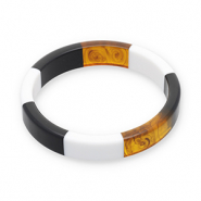 Resin armbanden bangle Transparent amber brown-white-black