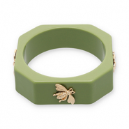 Resin armbanden bangle met bij Olive green-gold