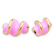 Roestvrij stalen (RVS) Stainless steel kralen twisted Gold-pink