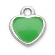 Roestvrij stalen (RVS) Stainless steel bedels hart Silver-light green