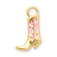 Roestvrij stalen (RVS) Stainless steel bedels cowboylaars Gold-pink