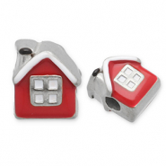 Roestvrij stalen (RVS) Stainless steel kralen huis Silver-red-white