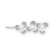 Haaraccessoires schuifspeld bloemen met imitatieparels Silver-white