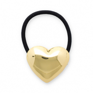 Haaraccessoires haarelastiek met metaal hart Gold-black