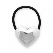 Haaraccessoires haarelastiek met metaal hart Silver-black