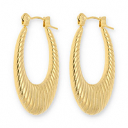 Roestvrij stalen (RVS) Stainless steel oorbellen / creolen ovaal Gold