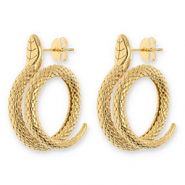 Roestvrij stalen (RVS) Stainless steel oorbellen / oorstekers slang Gold