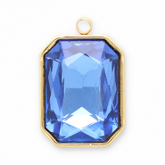 Roestvrij stalen (RVS) Stainless steel bedels facet rechthoek Gold-dark blue