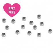 Roestvrij stalen (RVS) Stainless steel onderdelen knijpkraal 2mm Zilver