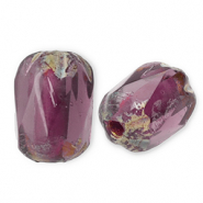 Czech kralen FPB ovaal 6x4mm Amethyst-dark travertin