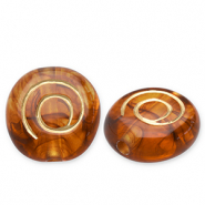 Acryl kralen disc Cognac brown-gold
