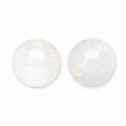 8 mm acryl kralen met glitter White-turquoise