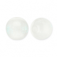 6 mm acryl kralen met glitter White-turquoise