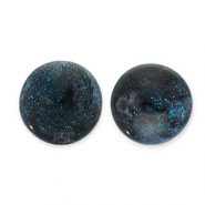 12 mm acryl kralen met glitter Black-turquoise