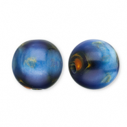 Resin kralen met glitter 12mm Blue-gold