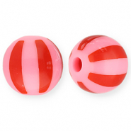 12 mm acryl kralen met strepen Pink-red