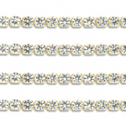 Roestvrij stalen (RVS) Stainless steel strass chain 4mm Gold-crystal